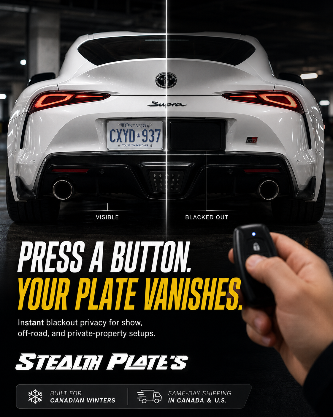 Stealth License Plate Cover. Vanish Plate V2